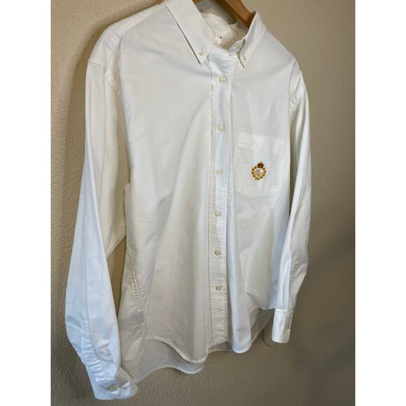 Ralph Lauren Crest Women’s Classic White Cotton Button Up Long Sleeve Top Sz 14 - Picture 3 of 9